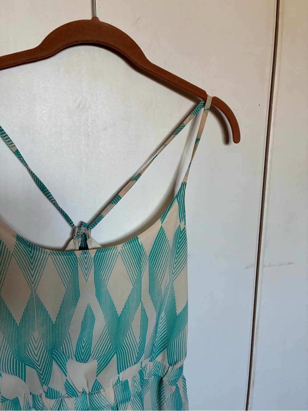 Teal and cream geometric romper, size S - Picture 3 of 3